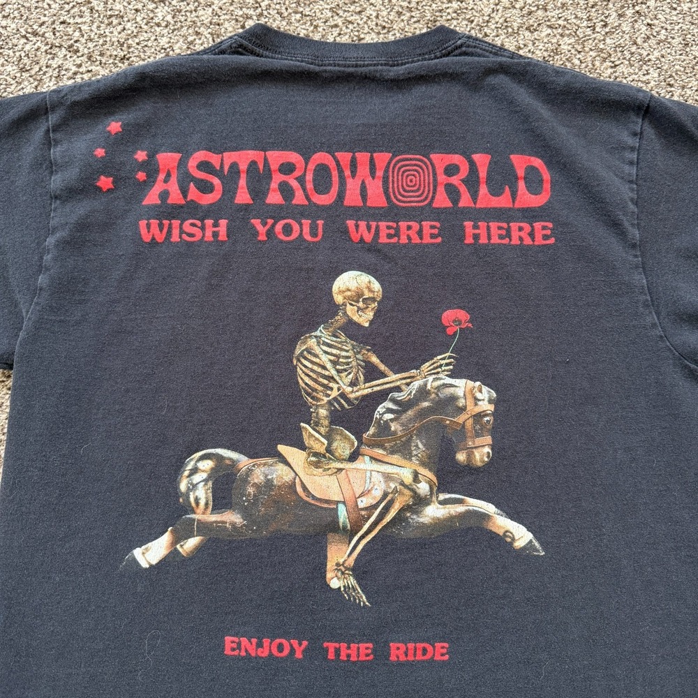 Travis Scott Astroworld Wish You Were Here T-Shirt Black Tour Merch Size Medium
